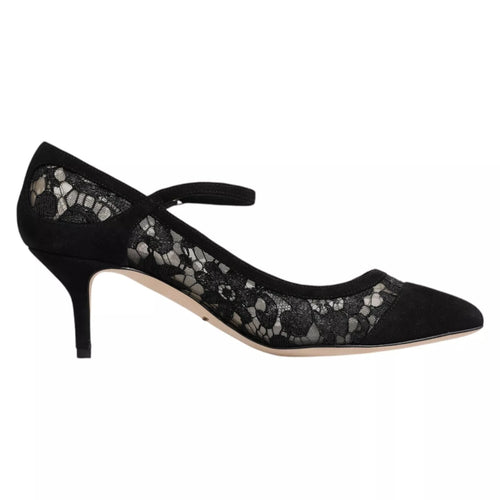 Dolce & Gabbana-Pumps-Schwarz-Spitze-Mary Jane-Taormina-Damen-Abendschuh-EU37.5